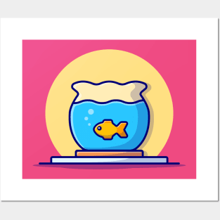 Fish Swimming In The Aquarium Cartoon Vector Icon Illustration Posters and Art